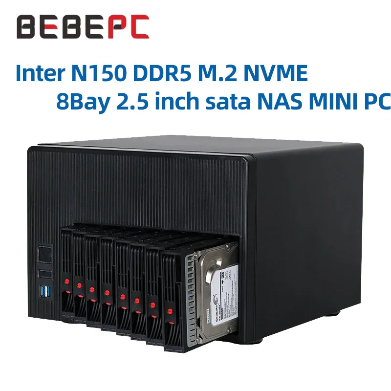 Inter N100 NAS Mini PC Supporto 8Bay HDD da 2,5 pollici Router Linux Computer desktop per la casa con 1xHDMI 1xTYPE-C 4xUSB2.0 1xUSB3.0