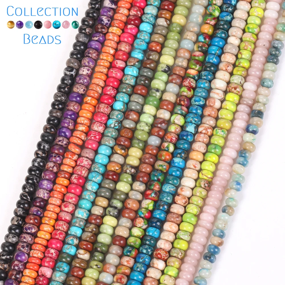 4x3mm Natural Stone Beads Colorful Sea Sediment Jaspers Flat Round Loose Beads For Jewelry Making DIY Bracelet Accessories15''