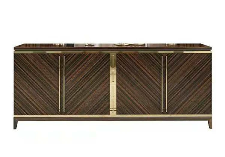 Armadietto classico per sala modello di armadietto laterale da pranzo d'ingresso in acciaio inossidabile di lusso semplice e moderno