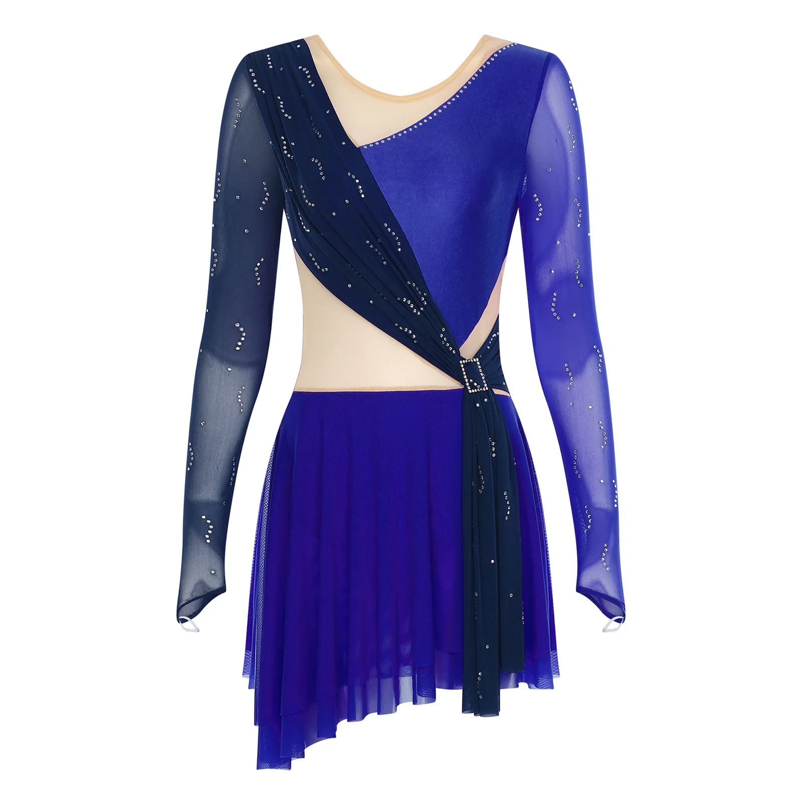 

Women's Lightweight Figure Skating Modern Dance Dress Long Sleeve Openable Crotch Skirted Leotard Dress for Ballet Gymnastics