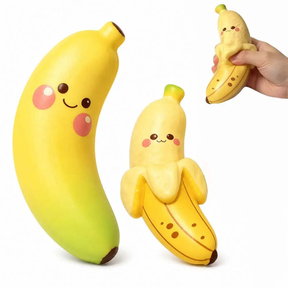 PU Simulated Banana Squeeze Toy Slow Rising Soft Banana Stress Toy Peeled Banana Shape Gradient Banana Style Decompression Toy