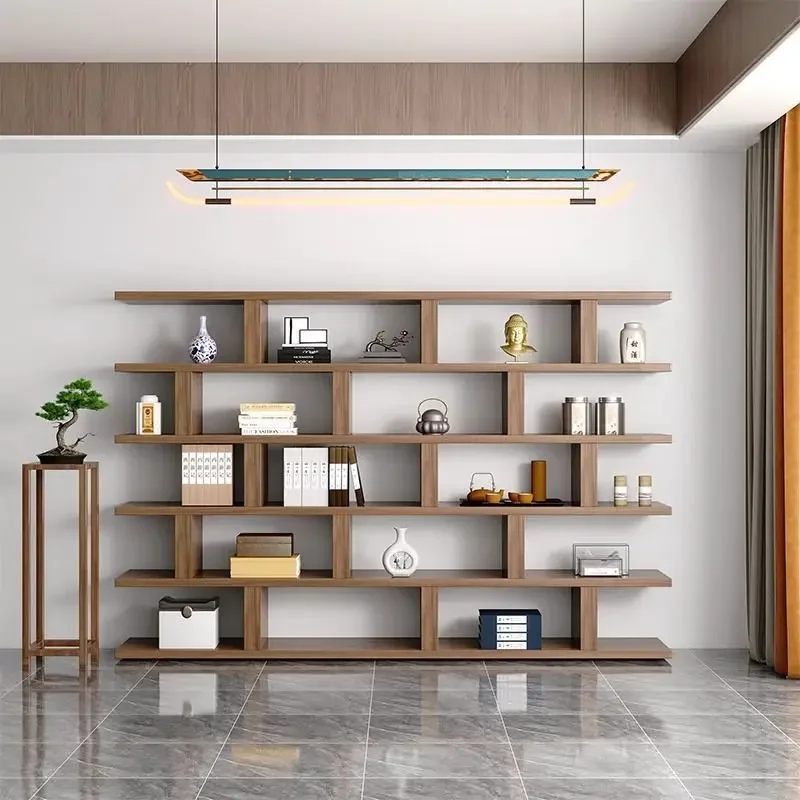 Office floor-to-ceiling solid wood thickened creative decoration living room multi-layer partition bookcase