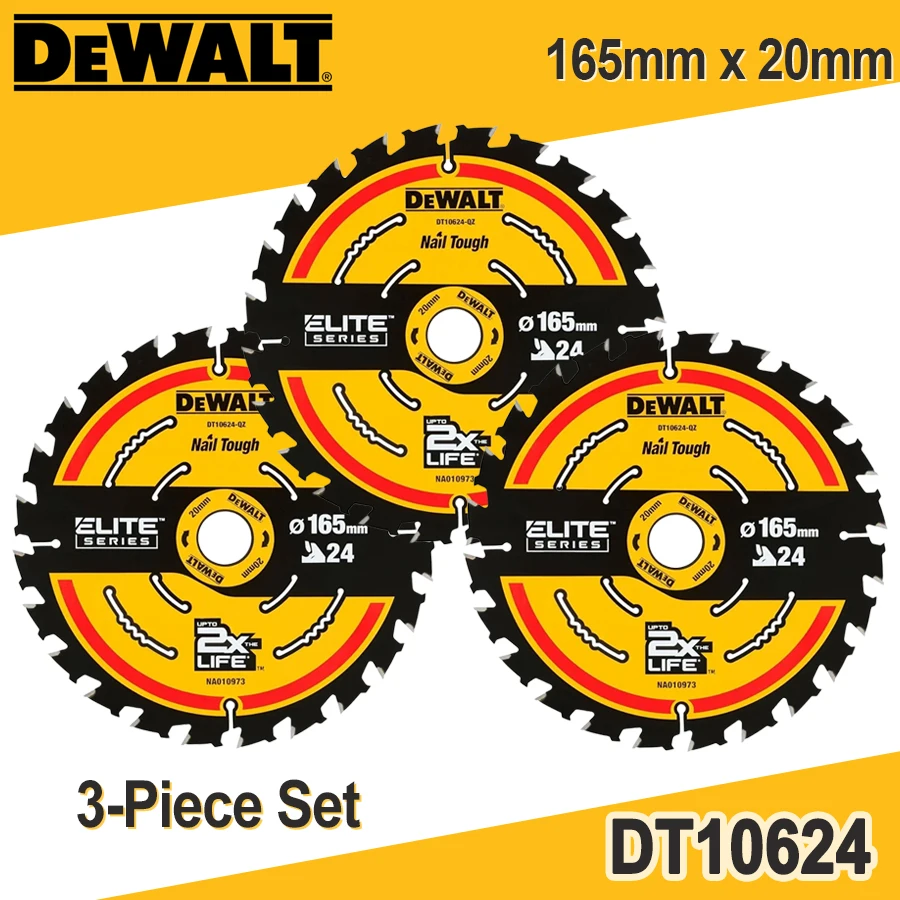 DEWALT DT10624-A9 Woodworking Saw Blade 24T Construction Circular Saw Blade Power Tool Accessories 165mm x 20mm