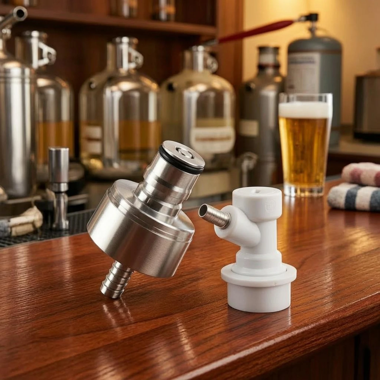 Ball-Lock Carbonation Cap Knurled Grip Stainless Steel Carbonation Cap Pressure Connector Corrosion Resistant