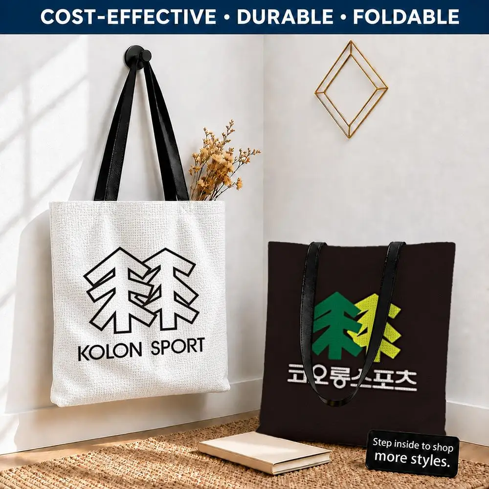 Street k-k-Kolon SporT Storage Bags Polyester Canvas Tote Lightweight Foldable Reusable Shopping Bag Shoulder Straps