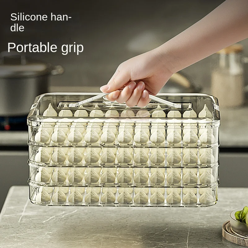 Dumpling Storage Box, Large-capacity Multi-layer Freezer Quick- Food Storage Refrigerator Sealed Storage Box