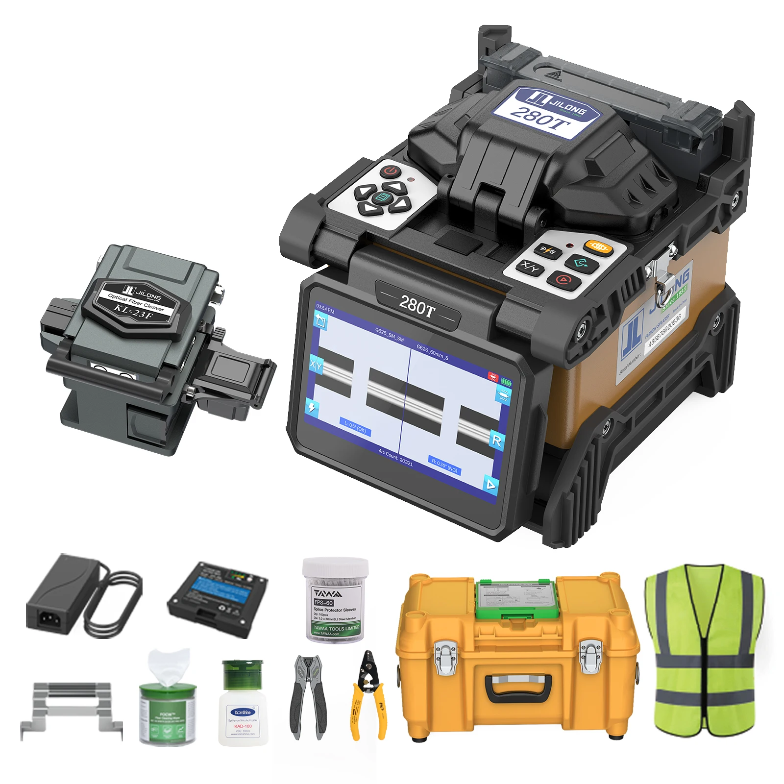 JILONG 280T Fiber Optic Fusion Splicer , 4.3 inch Touch Screen Display , 8s Splice , 18s Heat , with High Standard Accessories
