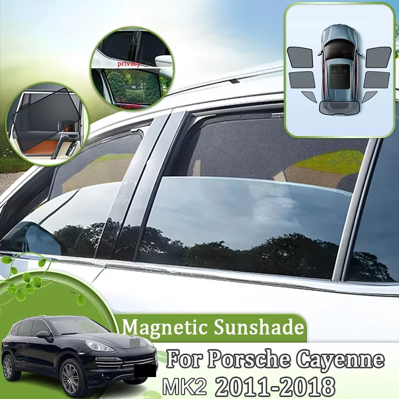

For Porsche Cayenne 92A E2 MK2 2011~2018 Magnetic Coverage Sunshade Privacy Protect Car Mesh Sunshades Cars Sun Visor Auto Tools