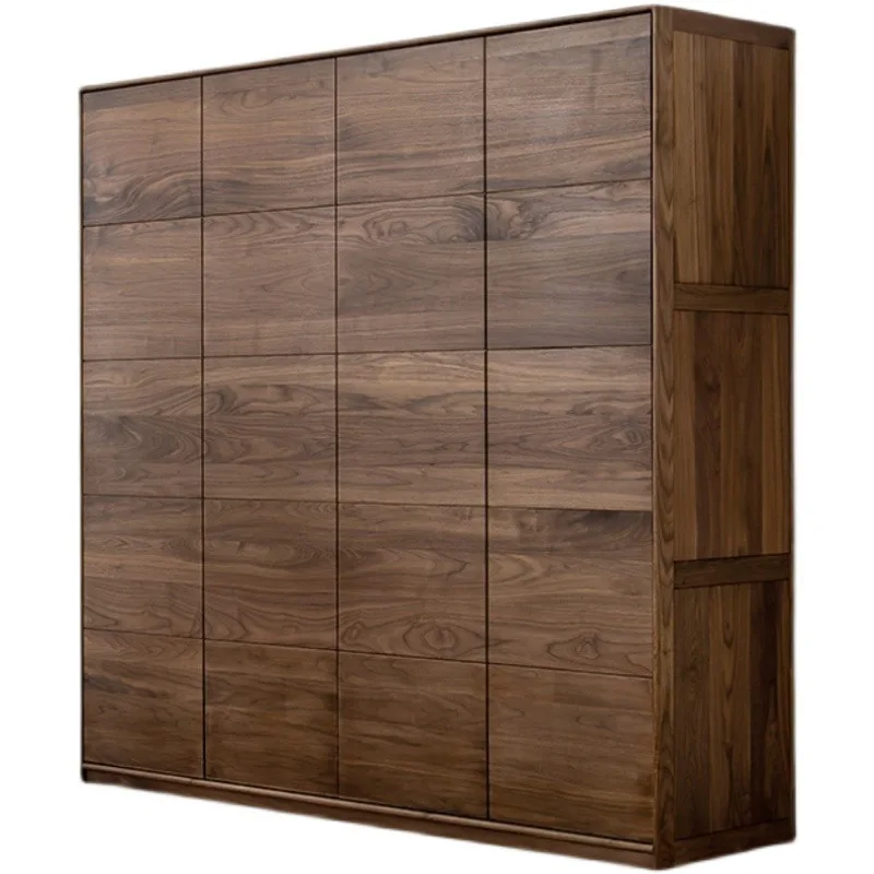 All solid wood wardrobe North American black walnut wardrobe Japanese-style flowing cloud wardrobe Floor-to-ceiling storage