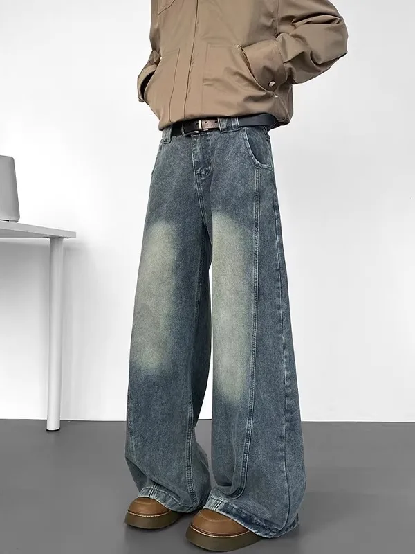 

Мужские зимние утепленные джинсы American Sle High Street с широкими штанинами, свободные прямые брюки в стиле ретро, большие размеры