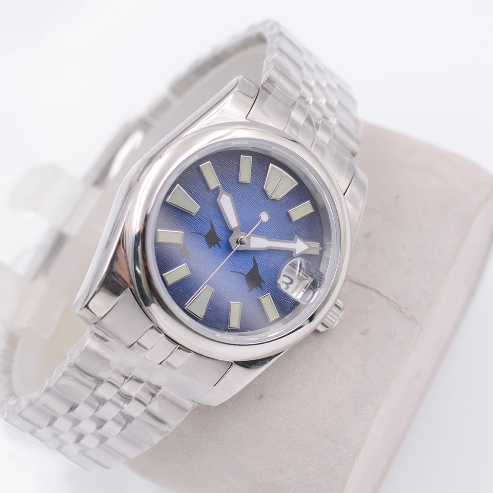 Автоматические мужские часы с логотипом 36 мм/39 мм 10 АТМ NH35, сапфировое стекло, зеленый светящийся циферблат