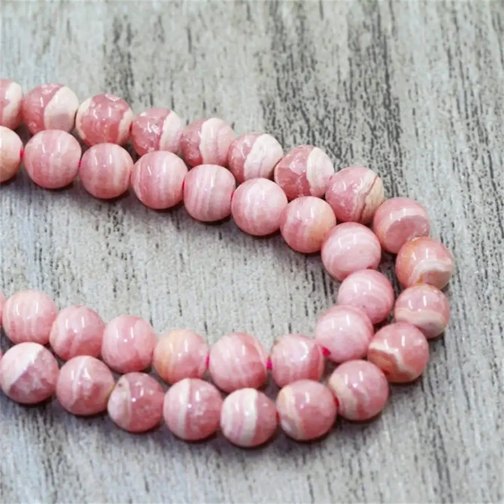 Noble Natural Rhodochrosite beads 3/4/5/6/7 MM Round Argentina Smooth Rhodonite Stone Rose Pink Dialogite Charm Bead DIY Jewelry