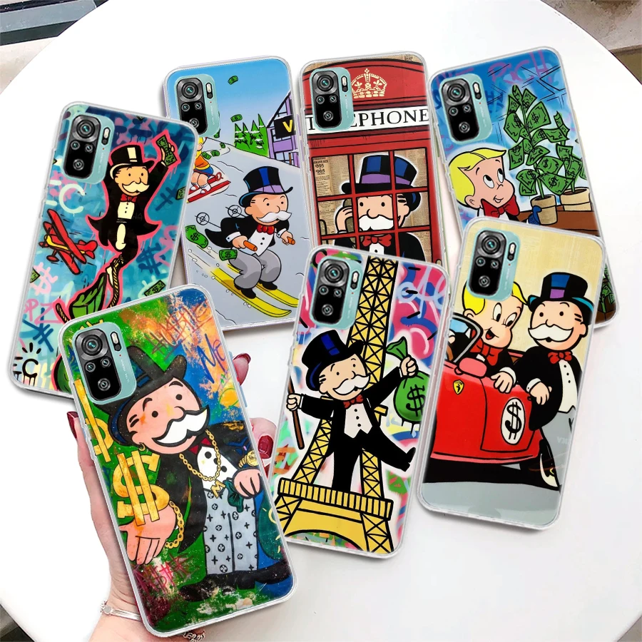 Cartoon Dollar Monopolys Coque Phone Case For Xiaomi Redmi 12 10 9 9A 9C 9T 12C 8 8A 7 7A 10A 10C 6 6A K20 K30 K40 Pro S2 Soft C