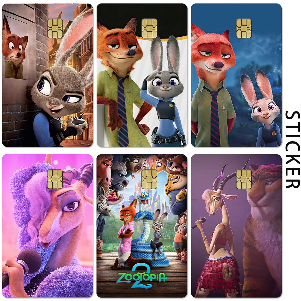 

Анимированный фильм Zootopia 2, наклейка для банковской карты, сделай сам, водонепроницаемая ПВХ, автобус, банковская карта, пленка, крышка, наклейка, декоративные наклейки, подарки