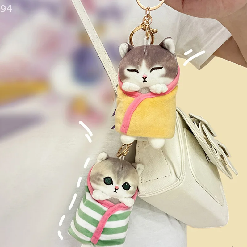 Mofusand Cat Blessing Shark Cat Wrapped Quilt Plush Pendant Girl Heart Gift Keychain Bag Charm