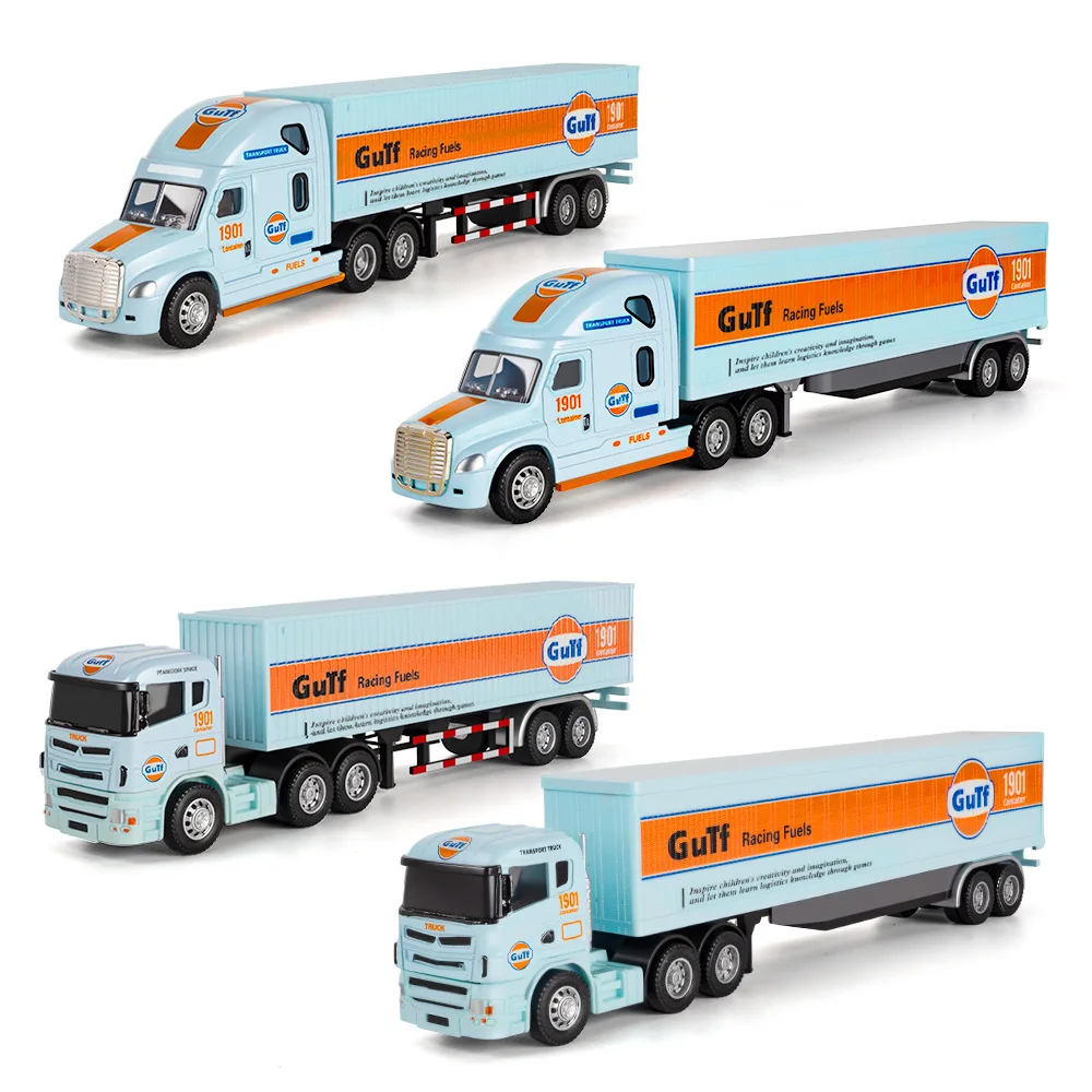 1:64 Simulation small trailer container truck Gulf version alloy car model ornament toy gift