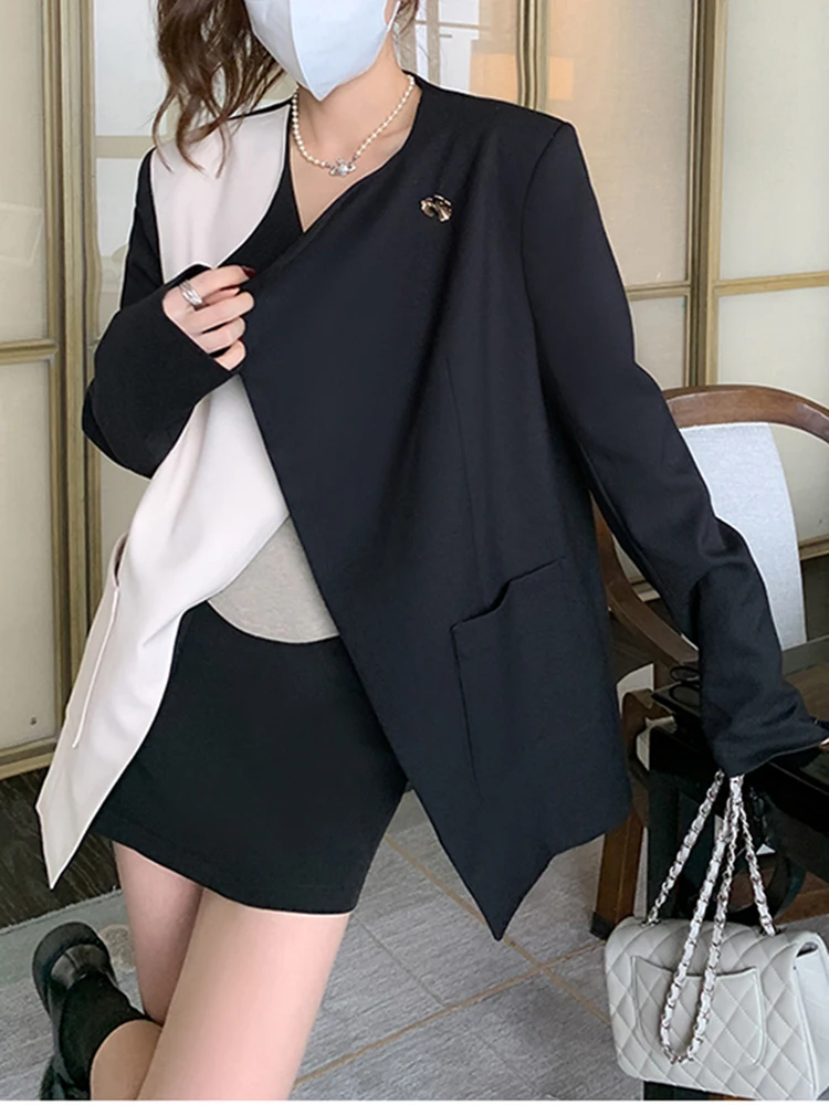 BZVW blazer firmati francesi Chic donna 2024 autunno nuova tendenza nero bianco contrasto colore Design Casual cappotto femminile 25x2091