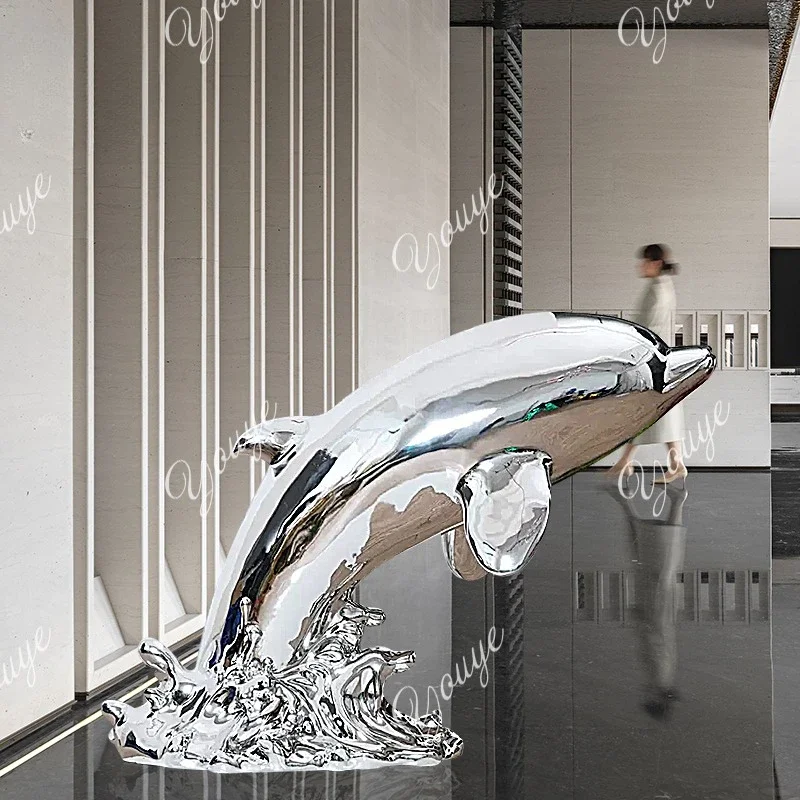 K49 Whale Sculpture Ornament Dolphin Shark Floor Decoration Sales Office Staircase Fiberglass Artwork