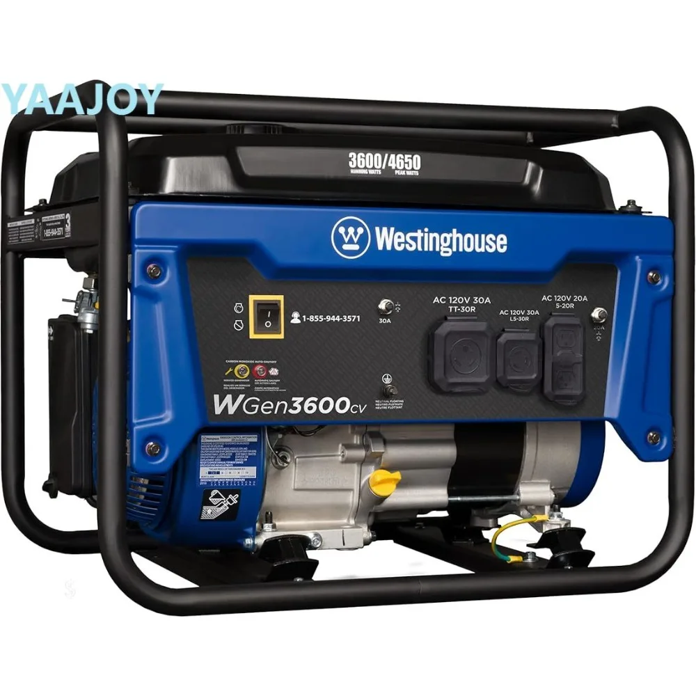 

Westinghouse Outdoor Power Equipment 4650 Peak Watt Portable Generator, RV Ready 30A Outlet, Gas Powered, CO Sensor, Blue