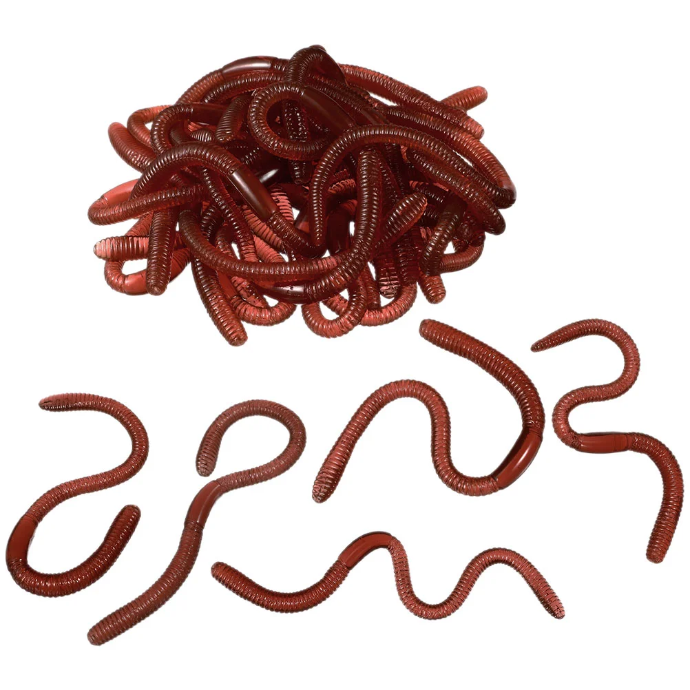 30 Pcs Faux Worms Artificial Earthworm Soft Rubber Earthworms Model Fake Models