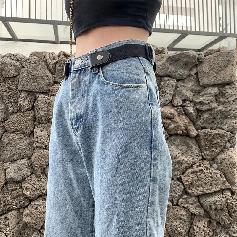 Adjustable Stretch Elastic Waist Band  No Buckle Easy To Wear Invisible Belt Buckle-Free Belts for Women Men Jean Pants Dress