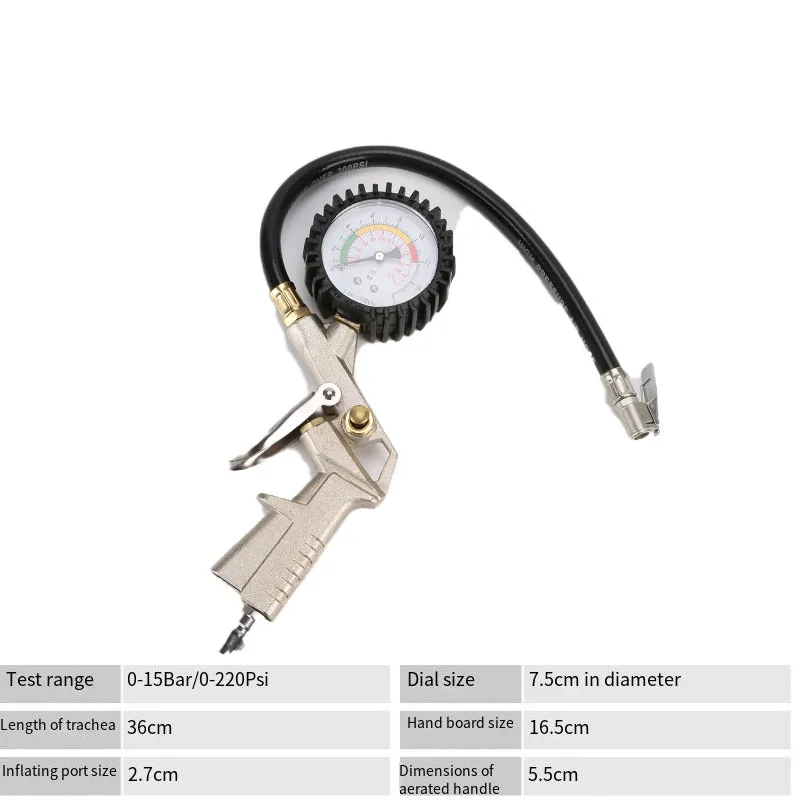 220PSI Car Motorcycle Multifunctional Tire Air Pressure Monitoring Gauge Tester Air Compressor Dial Meter Inflator Pump Tools