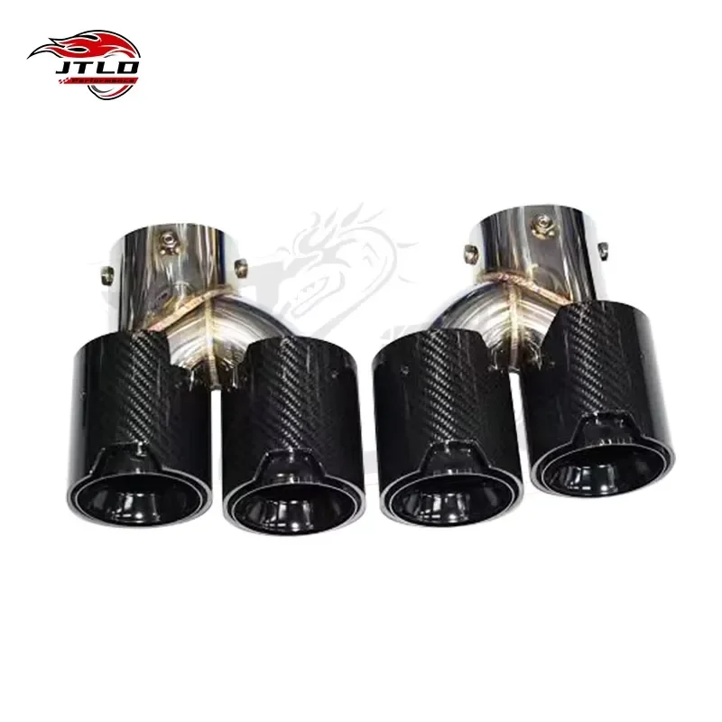 Professional Carbon Fiber Exhaust Tip Quad H-Type Slanted Outlet M3 Style Straight Edge Stainless Steel for BMW