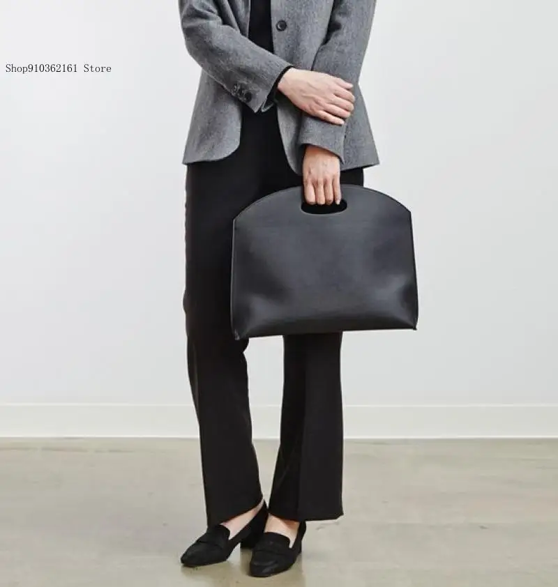 Japanese and Korean Minimalist Retro Pu Leather Zipper with Large Capacity and Stylish Hand-Held Bag for Women