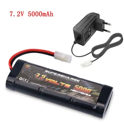 Batteria 7.2V 5000mAh ni-mh RC e caricabatterie 7.2V per RC Toys Tank Car Airplane Helicopter Track Boat con connettori Tamiya