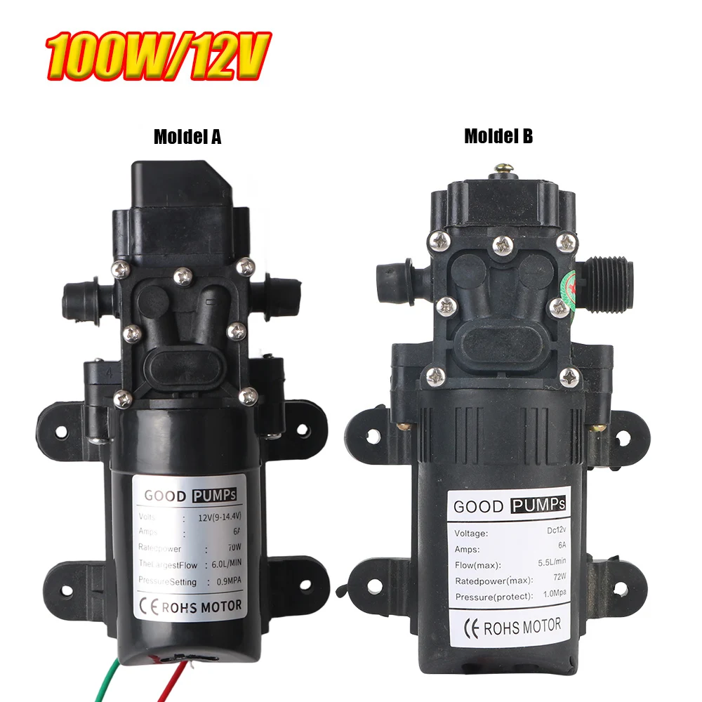 Diaphragm Water Spray Car Wash 12V 220V Micro High Pressure Electric Water Pump 5.5L/min Agricultural Black DP-537 130PSI