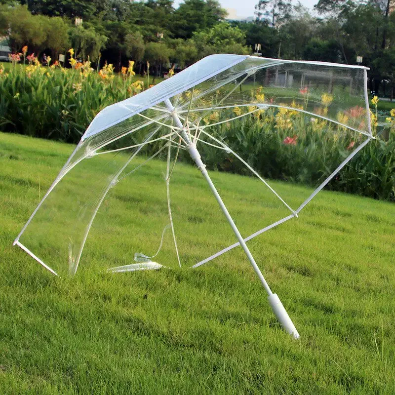 Jumbo Automatic Clear Umbrella Extra Large Transparent Windproof Heavy Duty Long Handle Rain Umbrella for 3 People 투명 장우산