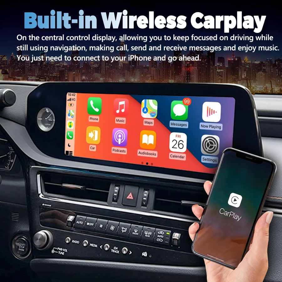 Reproductor Multimedia de 12,3 pulgadas Carplay GPS Wifi para Lexus ES ES300h ES350h ES300 ES330 ES350 2022 Android14 pantalla estéreo de Radio de coche
