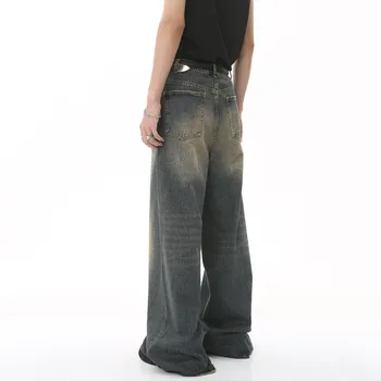 IEFB Summer Men's Denim Pants Old Blue Washed Male Jeans Straight Casual Menwear Loose Wide Leg Trousers New Fashion 9C354 6 IEFB Summer Men's Denim Pants Old Blue Washed Male Jeans Straight Casual Menwear Loose Wide Leg Trousers New Fashion 9C354 6