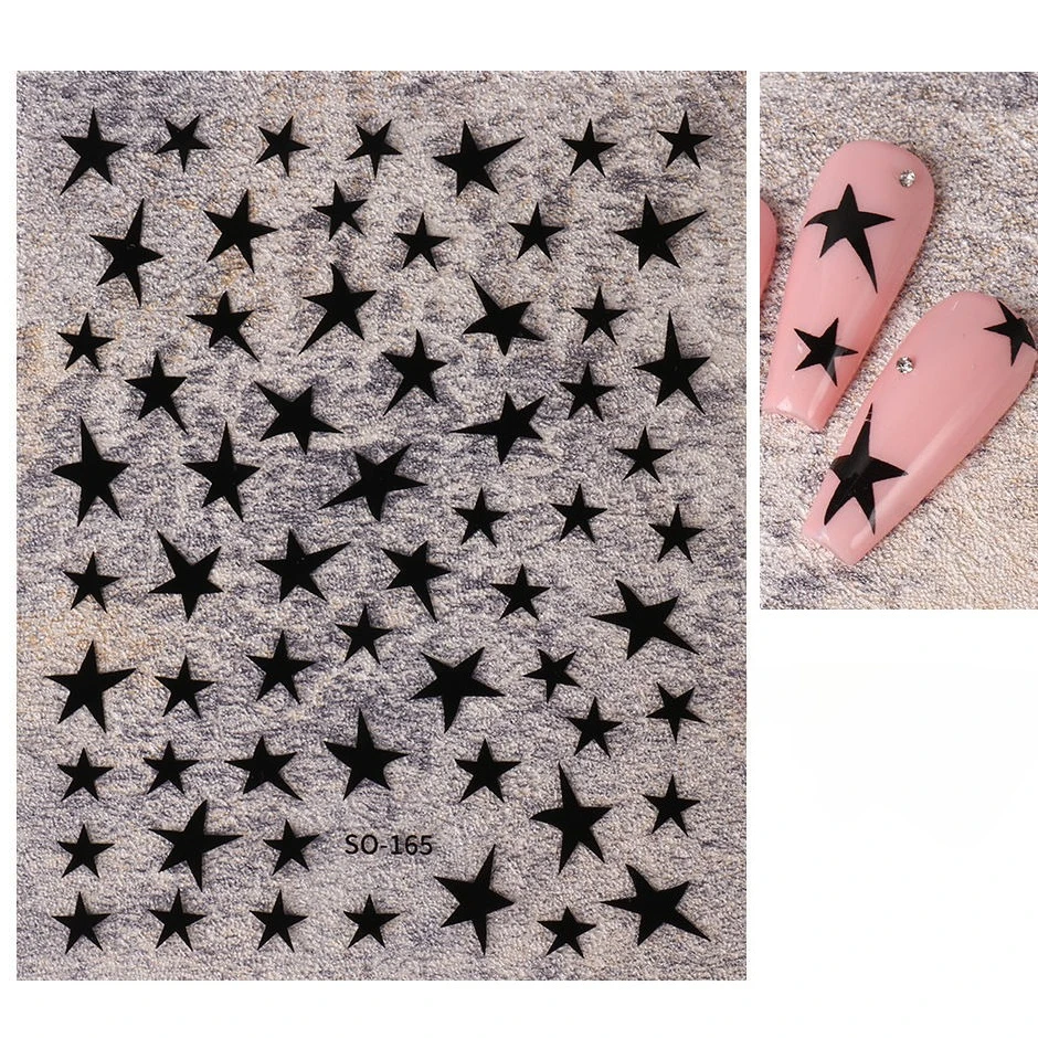 Wholesale of nail stickers, popular on Instagram, hollowed out pentagonal stars, sweet and cool 3D waterproof adhesive nail