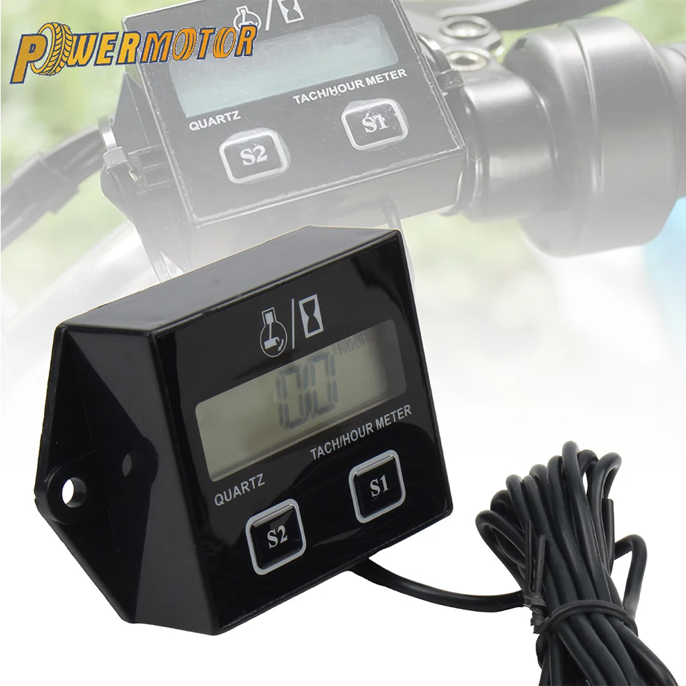 Motorcycle Digital Engine Tach Hour Meter 0-9999 LCD Display Waterproof for Moto Marine Pit Bike Boat Motocross Accessories