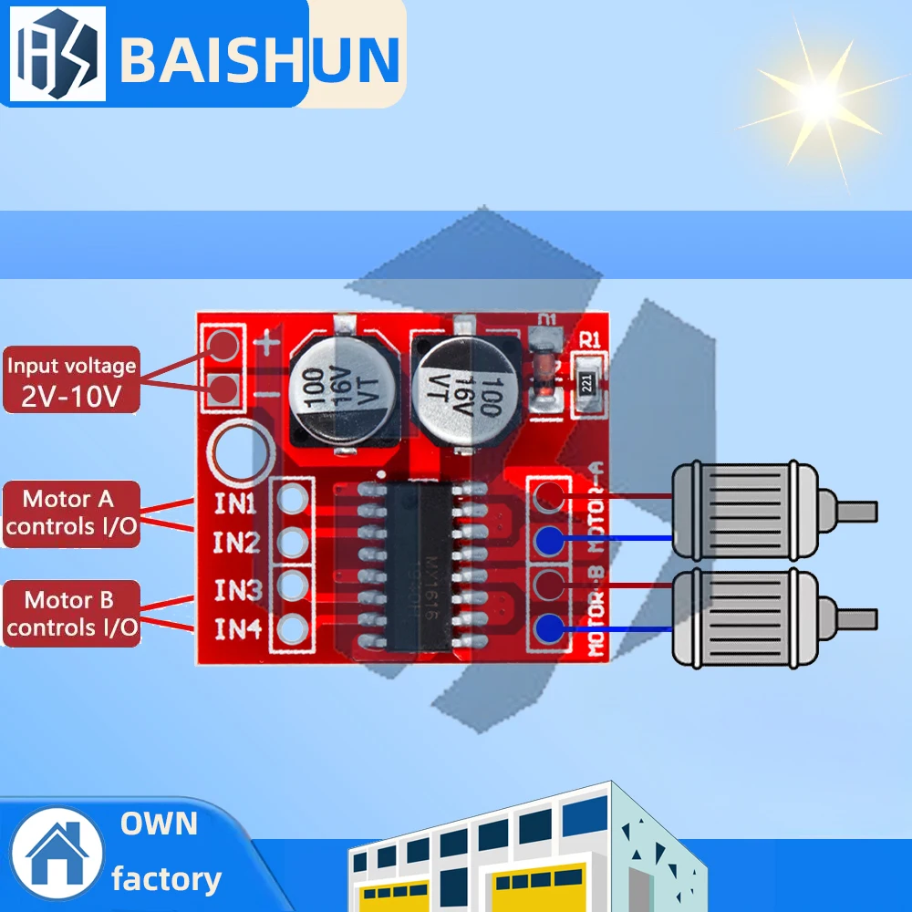 โมดูลไดรเวอร์มอเตอร์ Dual H-Bridge L298N – ควบคุมความเร็ว PWM, ฟังก์ชันถอยหลัง (รองรับ DC/Stepper)