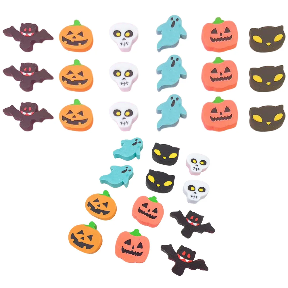 100 peças delicadas mini borrachas de papelaria de Halloween borrachas de desenhos animados formato adorável