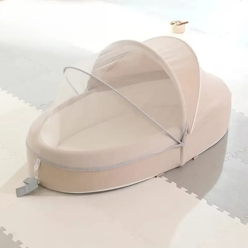 Children's Portable Sleep Crib Mesh Cover Newborn with Bellows