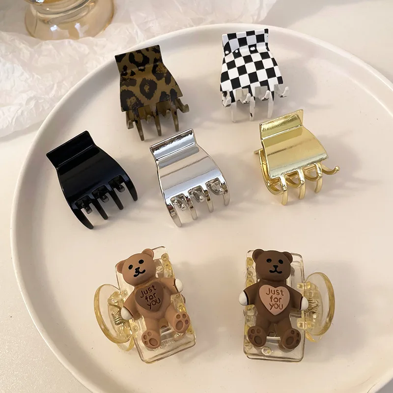 Small Prong Clip Set Secure Ponytail Holder Metal Hair Claw for Women Slippery Hair Fix Thick Hair Accessories