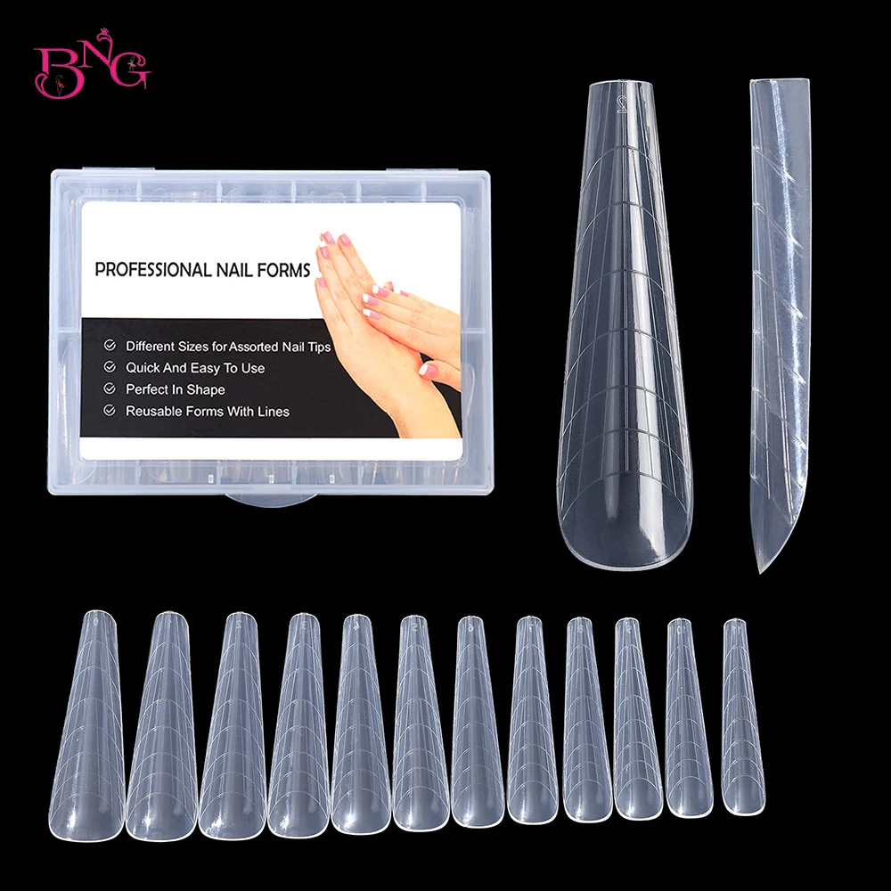 120Pcs Dual Forms Full Cover Nail Tips Upper Arched Extension Mold Acrylic Top Form for Nail Poly UV Gel Quick Building