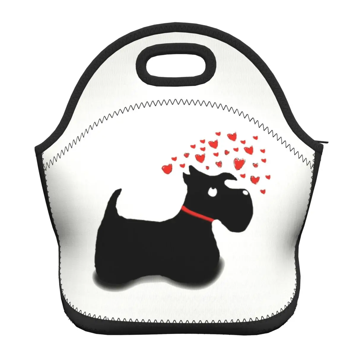 Scottie Dog Love Hearts Neoprene Lunch Box Multifunction Scottish Terrier Cooler Thermal Food Insulated Lunch Bag Office Work