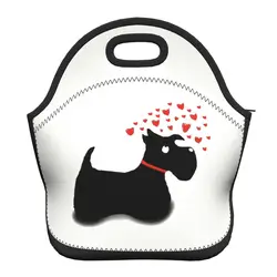 Scottie Dog Love Hearts Neoprene Lunch Box Multifunction Scottish Terrier Cooler Thermal Food Insulated Lunch Bag Office Work