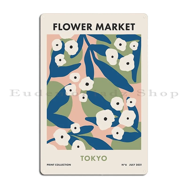 Flower Market Tokyo Metal Plaque Poster Vintage Club Design Garage Personalized Tin Sign Poster