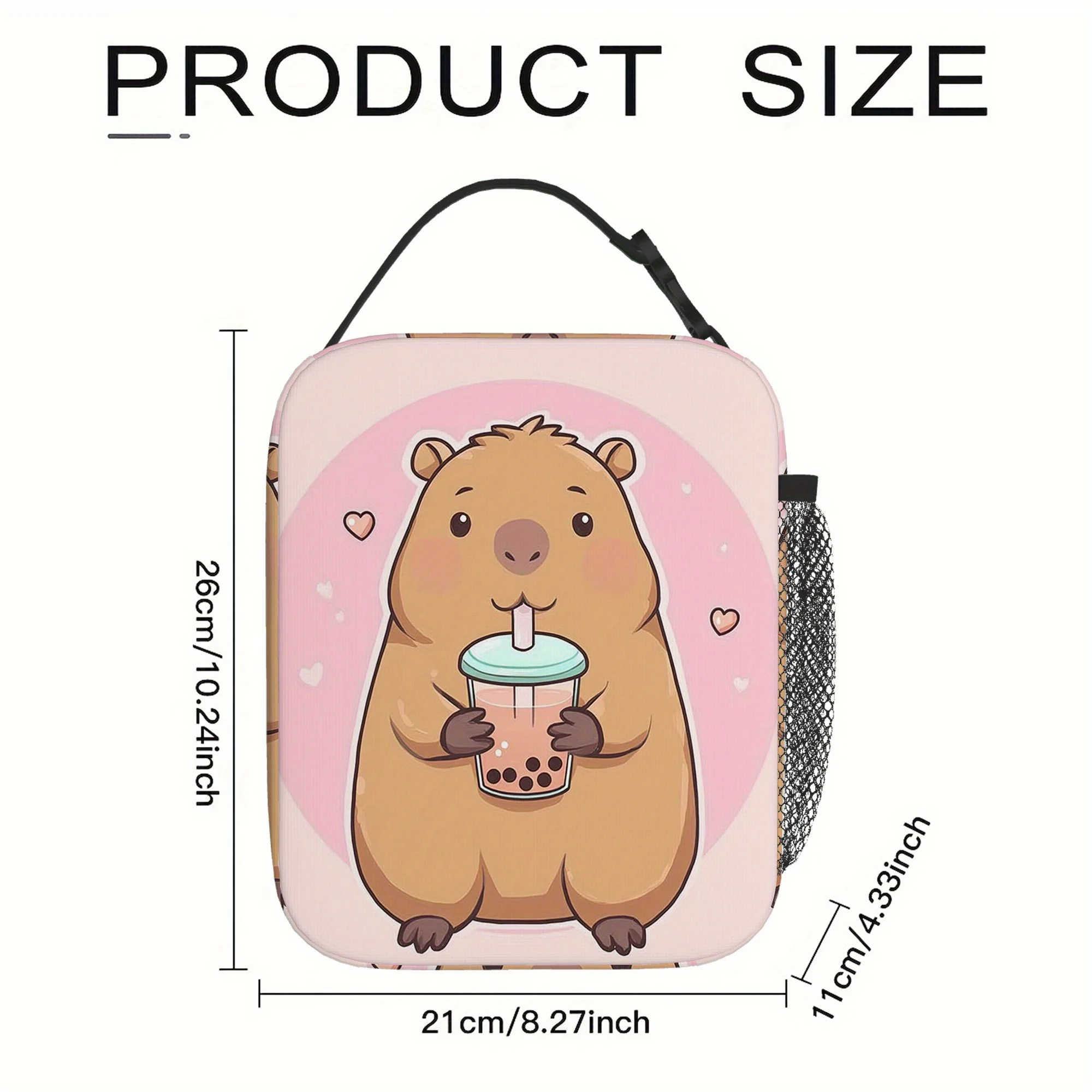 Cute Capybara Thermal Bag Insulated Lunch Tote Portable Thermal Bag for Office School Travel Home Ideal Gift for Animal Lovers