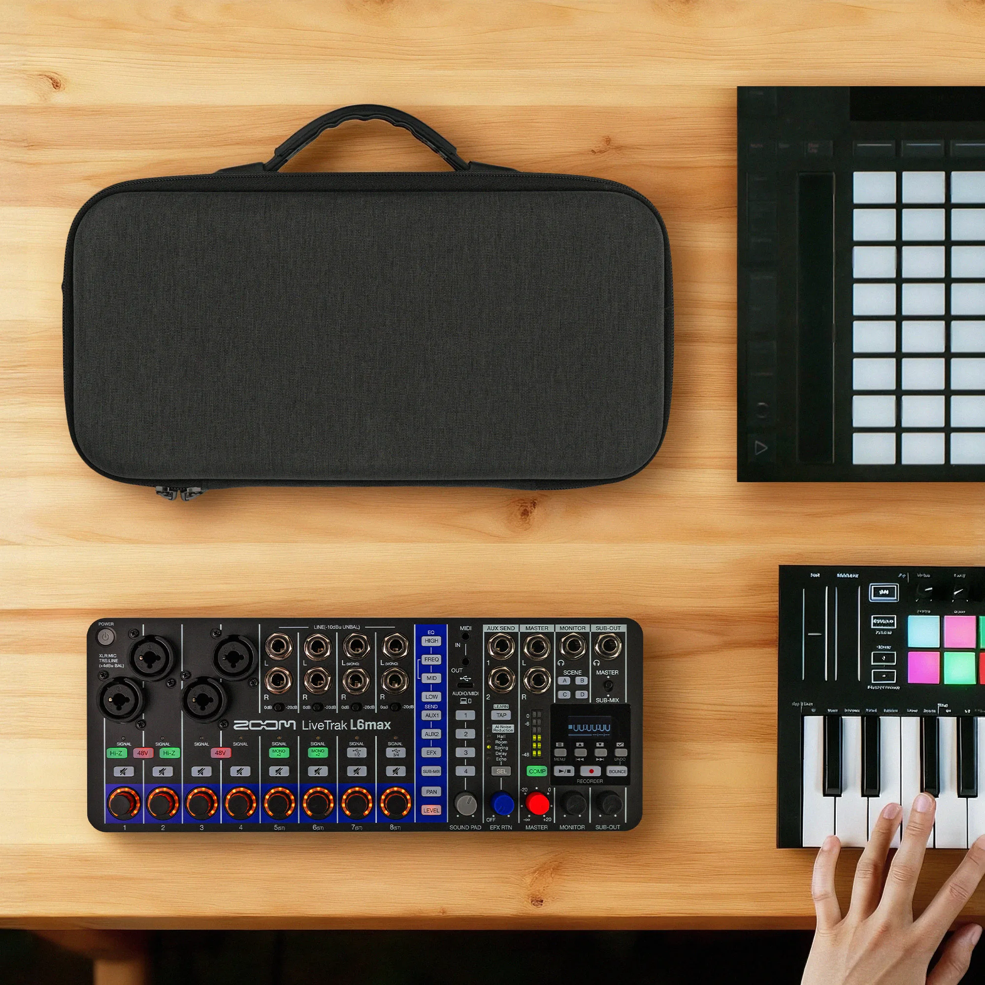 حقيبة حمل واجهة الصوت Geekria متوافقة مع Zoom LiveTrak L6 max/ L6 max Digital Mixer (رمادي داكن) #6