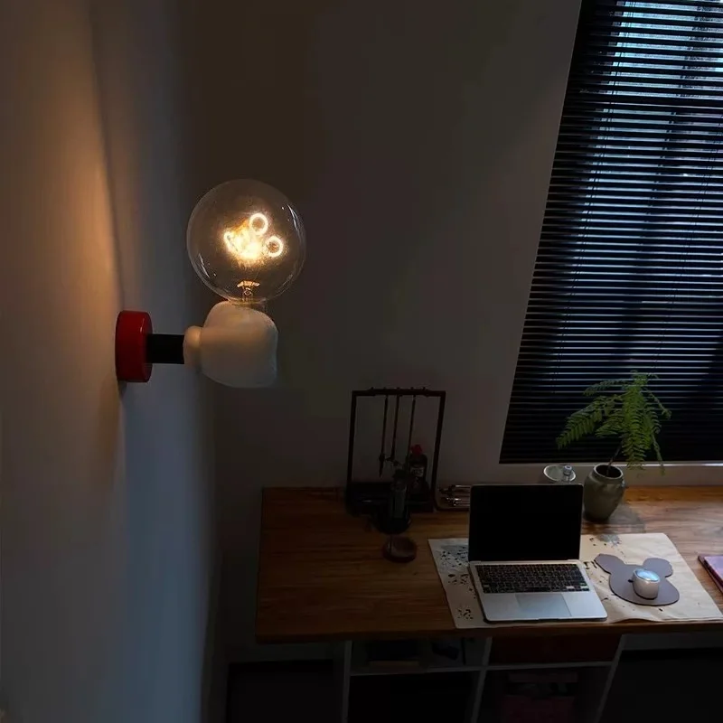 Cartoon simple wall lamp bedroom, cartoon handheld wall lamp ins room personalized creative bedside night light