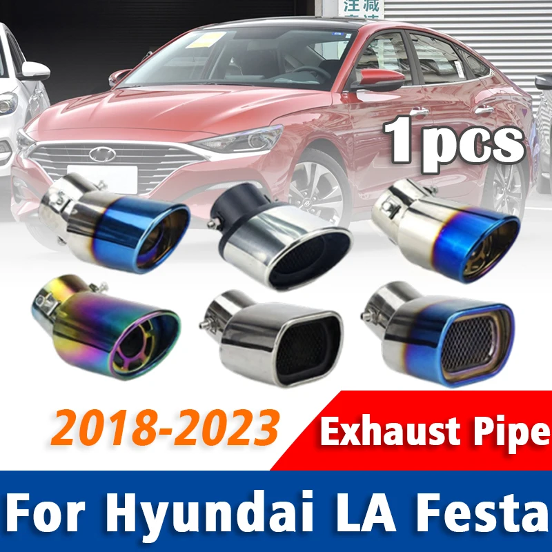 

1Pcs Stainless Steel Exhaust Pipe Muffler For Hyundai LA Festa 2018 2019 2020 2021 2022 2023 Car Rear Tail Throat Accessories