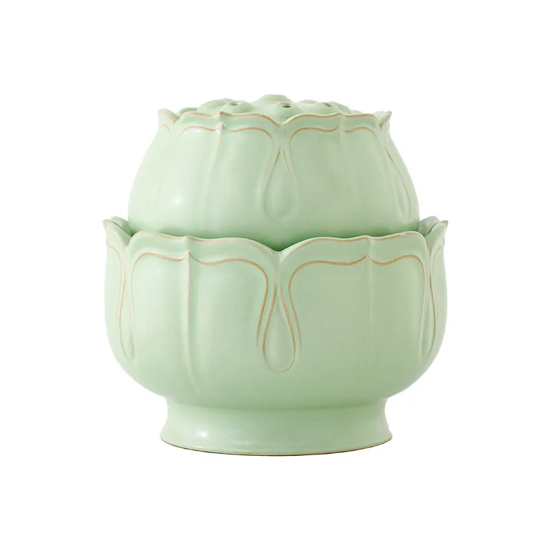 

Simple Chinese lotus ceramics small flowing water ornament circulating office entrance living room