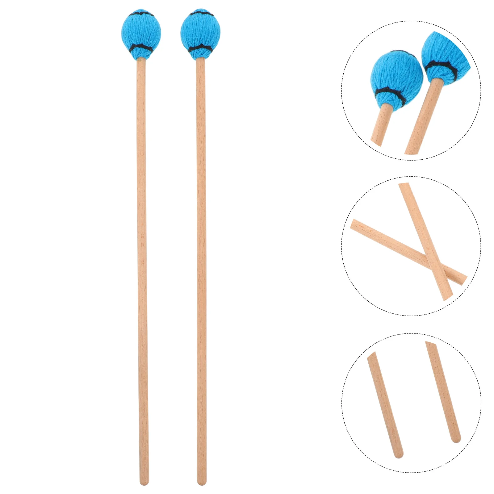 

1Pair Marimba Mallets Blue Wooden Handle Reinforced Percussion Sticks Xylophone Glockenspiel Chime Replacement Bell Mallets