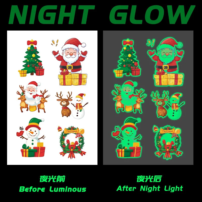 

Christmas luminous tattoo stickers are waterproof, sweat-proof, long-lasting, fun cartoon, cute children's Christmas decorations